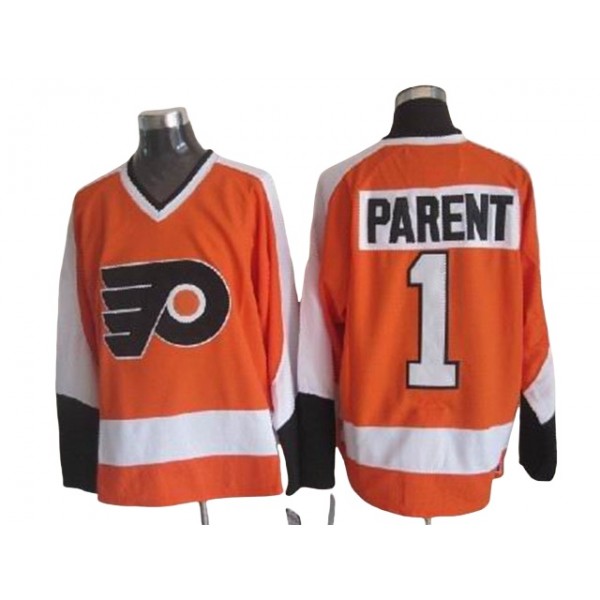 Philadelphia Flyers #1 Bernie Parent CCM Vintage Orange Jersey