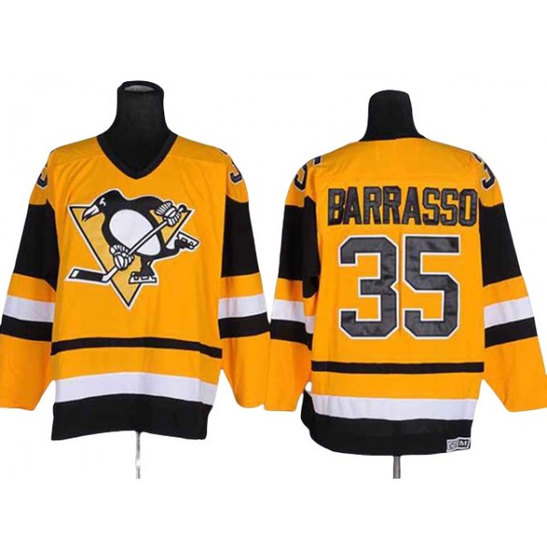 Pittsburgh Penguins #35 Tom Barrasso 1980's Vintage CCM Gold Jersey