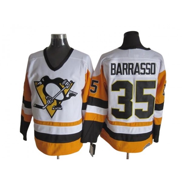 Pittsburgh Penguins #35 Tom Barrasso 1992 Vintage CCM White Jersey