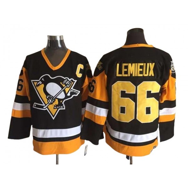 Pittsburgh Penguins #66 Mario Lemieux 1992 Vintage CCM Black Jersey