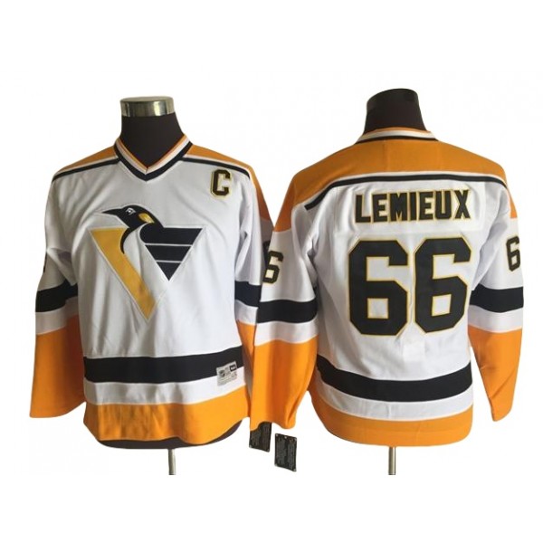 Pittsburgh Penguins #66 Mario Lemieux Youth Vintage CCM White Jersey