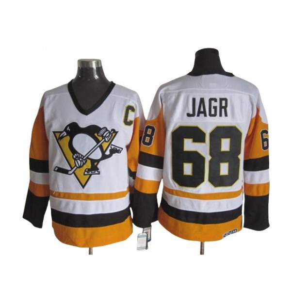 Pittsburgh Penguins #68 Jaromir Jagr 1992 Vintage CCM White/Gold Jersey