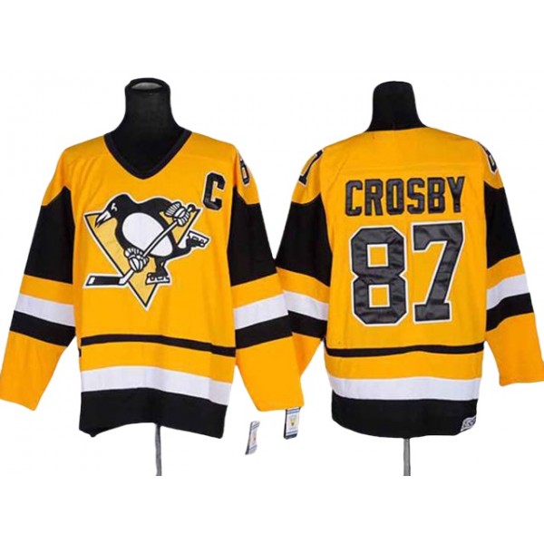 Pittsburgh Penguins #87 Sidney Crosby 1980's Vintage CCM Gold Jersey