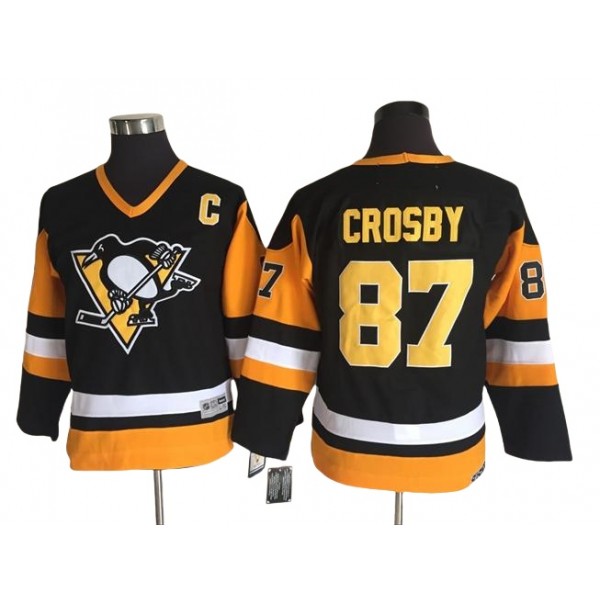 Pittsburgh Penguins #87 Sidney Crosby Youth Vintage CCM Black Jersey