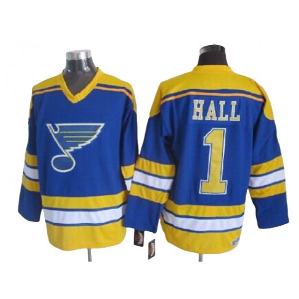 St. Louis Blues #1 Glenn Hall 1980's CCM Vintage Blue Jersey