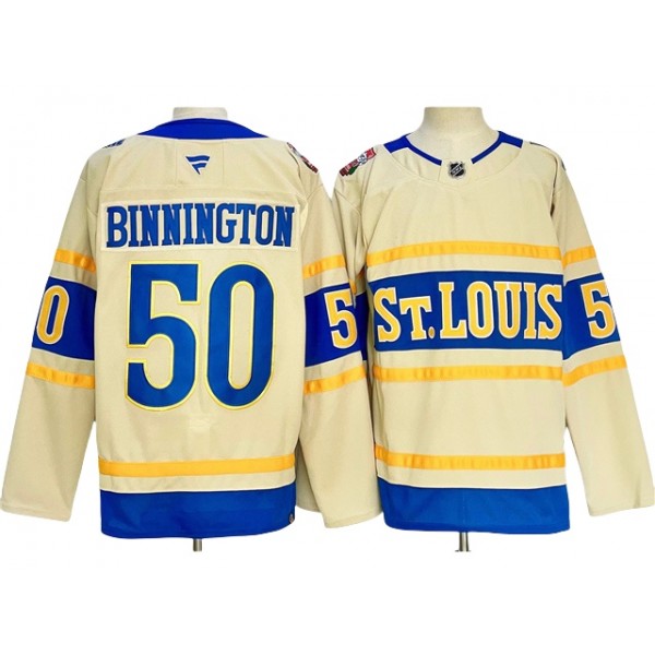 St. Louis Blues #50 Jordan Binnington Cream 2025 Winter Classic Jersey