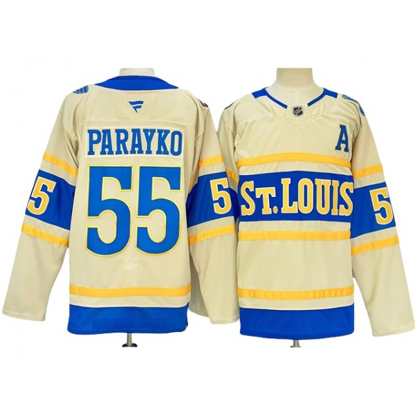 St. Louis Blues #55 Colton Parayko Cream 2025 Winter Classic Jersey