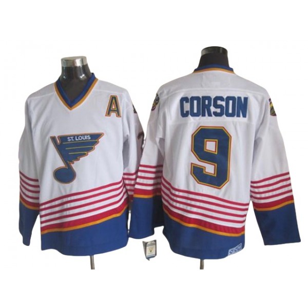 St. Louis Blues #9 Shayne Corson 1995 CCM Vintage White Jersey