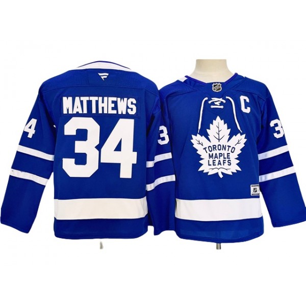 Toronto Maple Leafs #34 Auston Matthews 2024 Youth Blue Jersey