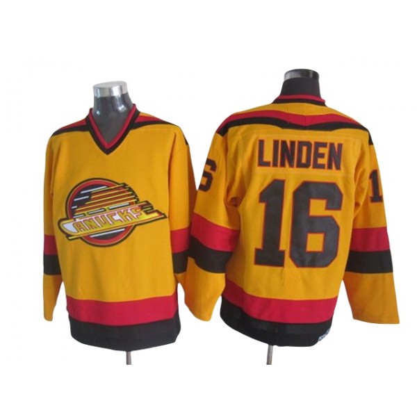 Vancouver Canucks #16 Trevor Linden 1989 CCM Vintage Yellow Jersey