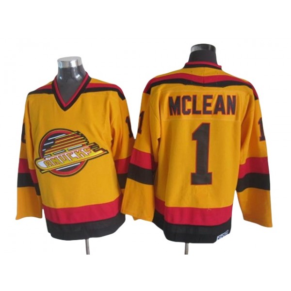 Vancouver Canucks #1 Kirk McLean 1989 CCM Vintage Yellow Jersey