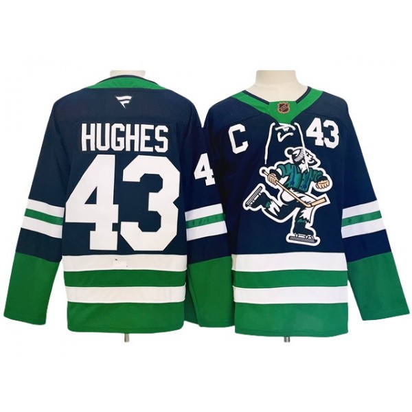 Vancouver Canucks #43 Quinn Hughes Navy Reverse Retro 2.0 Jersey