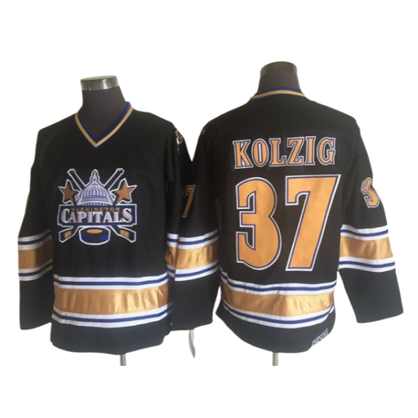 Washington Capitals #37 Olaf Kölzig Vintage CCM Black Jersey