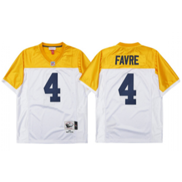 Green Bay Packers #4 Brett Favre 1994 Throwback White/Gold Jersey