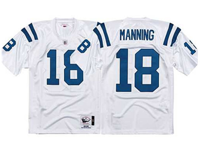Indianapolis Colts #18 Peyton Manning Throwback White Jersey - Click Image to Close