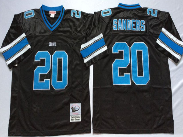 Detroit Lions #20 Barry Sanders Throwback Black Jersey - Click Image to Close