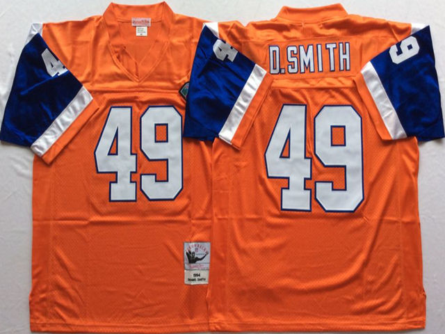 Denver Broncos #49 Dennis Smith 1994 Throwback Orange Jersey - Click Image to Close