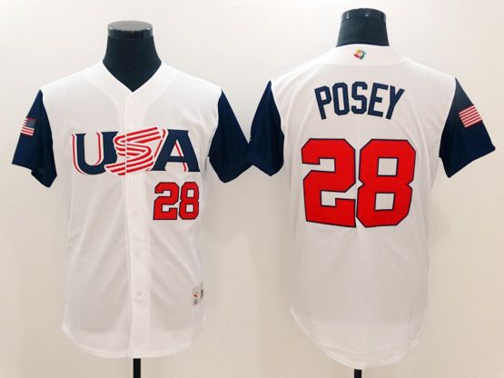 USA #28 Buster Posey White 2017 World MLB Classic Jersey - Click Image to Close
