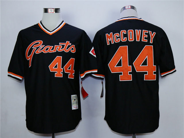 San Francisco Giants #44 Willie McCovey Throwback Black Jersey - Click Image to Close