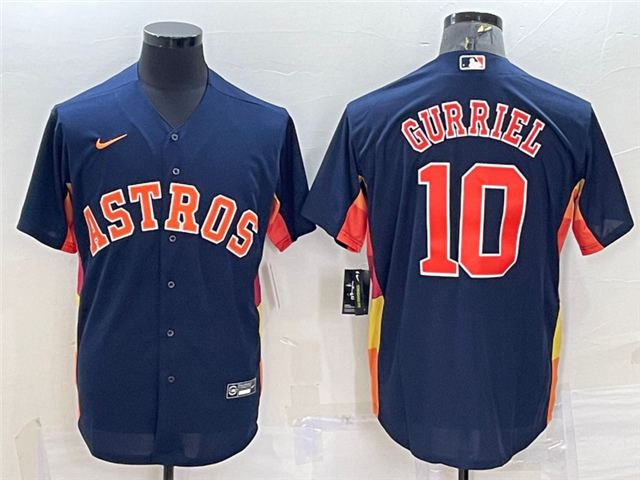 Houston Astros #10 Yuli Gurriel Navy Cool Base Jersey - Click Image to Close