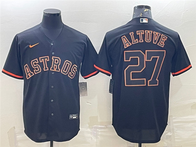 Houston Astros #27 Jose Altuve Black Shadow Cool Base Jersey - Click Image to Close