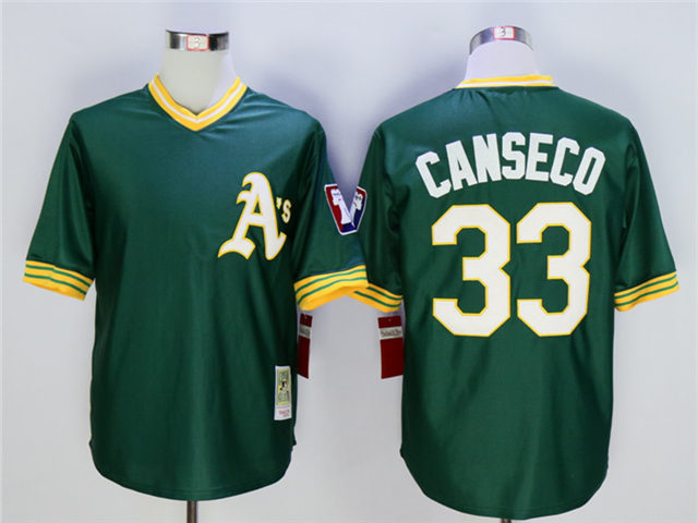 Oakland Athletics #33 Jose Canseco Throwback Green Jersey - Click Image to Close