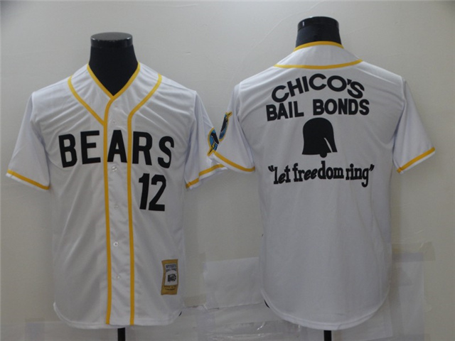 The Bad News Bears #12 Tanner Boyle White Chico's Bail Bonds Movie Baseball Jersey - Click Image to Close