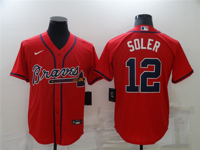 Atlanta Braves #12 Jorge Soler Red Cool Base Jersey - Click Image to Close