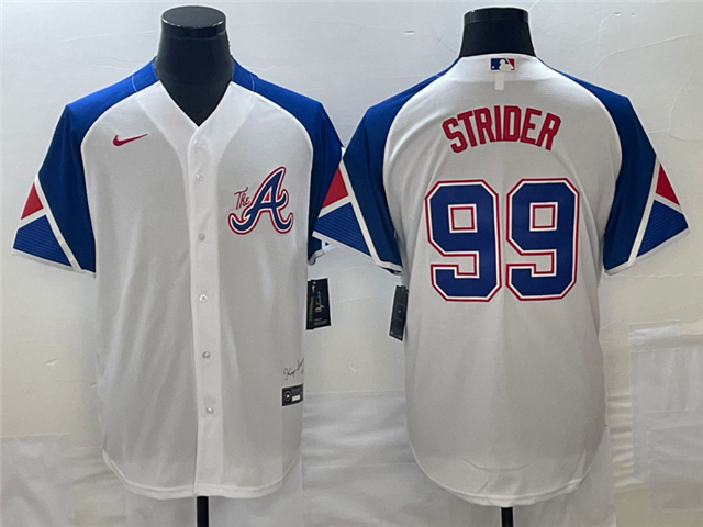 Atlanta Braves #99 Spencer Strider White 2023 City Connect Jersey - Click Image to Close