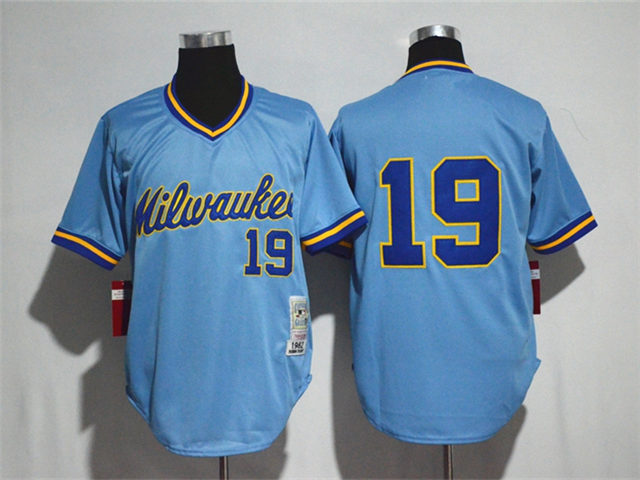 Milwaukee Brewers #19 Robin Yount 1982 Throwback Blue Jersey - Click Image to Close