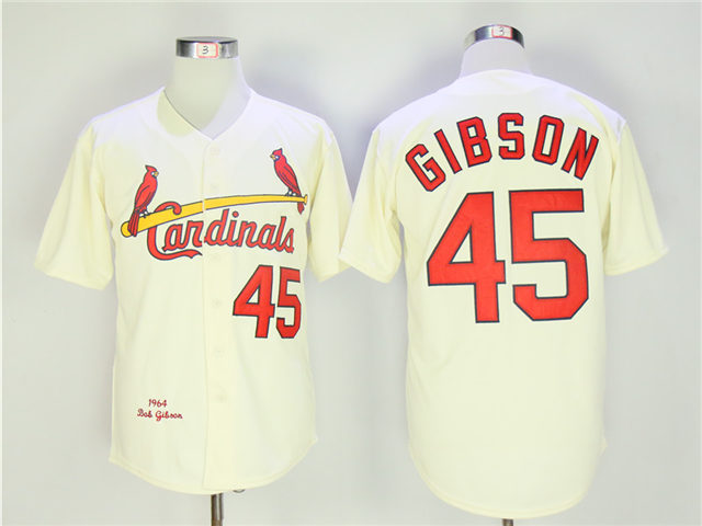 St Louis Cardinals 45 Bob Gibson 1964 Throwback Cream Jerseycardinals45thc1964st Louis 