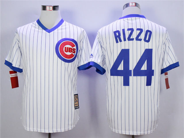 Chicago Cubs #44 Anthony Rizzo White Cooperstown Collection Cool Base Jersey - Click Image to Close