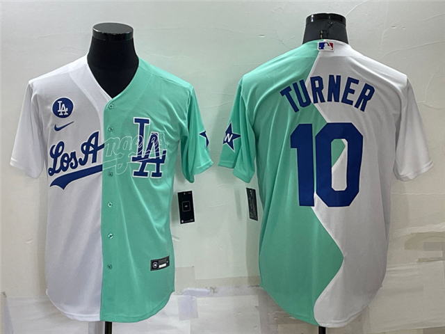 Los Angeles Dodgers #10 Justin Turner White Green 2022 MLB All-Star Split Jersey - Click Image to Close