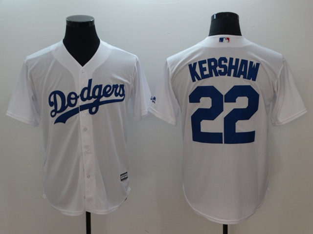 Los Angeles Dodgers #22 Clayton Kershaw White Cool Base Jersey - Click Image to Close