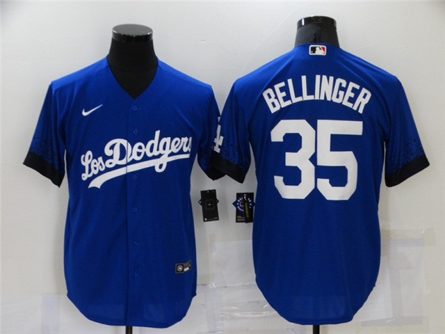 Los Angeles Dodgers #35 Cody Bellinger Royal Blue 2021 City Connect Cool Base Jersey - Click Image to Close