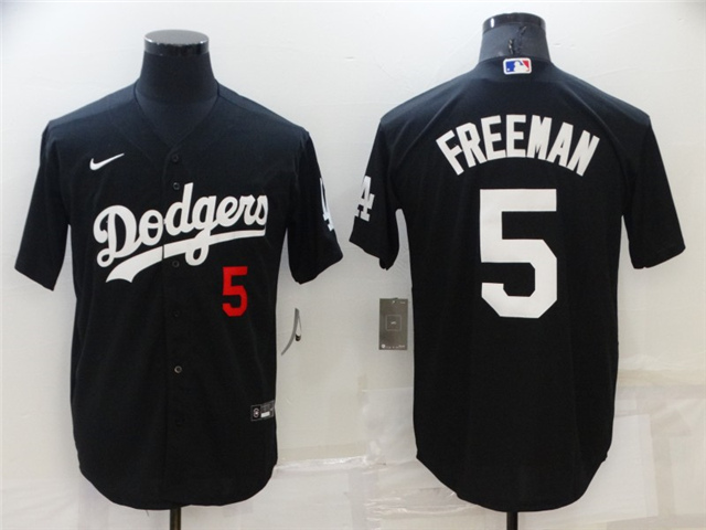 Los Angeles Dodgers #5 Freddie Freeman Black Turn Back The Clock Cool Base Jersey - Click Image to Close