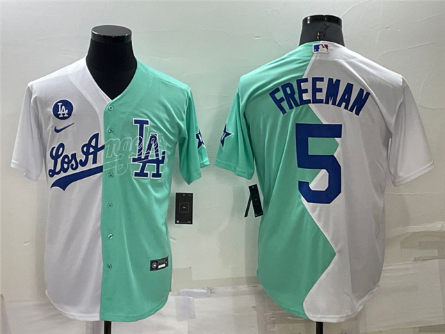 Los Angeles Dodgers #5 Freddie Freeman White Green 2022 MLB All-Star Split Jersey - Click Image to Close