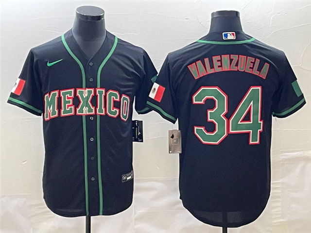 Mexico Baseball #34 Fernando Valenzuela Black 2023 World Baseball Classic Jersey - Click Image to Close