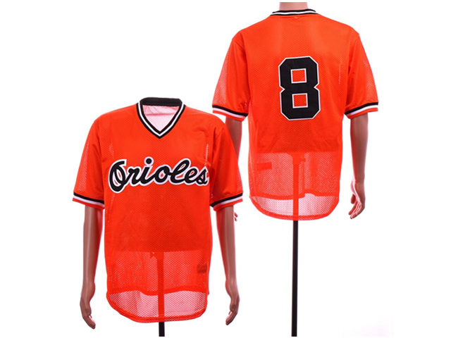 Baltimore Orioles #8 Cal Ripken Jr Mesh Throwback Orange Jersey - Click Image to Close