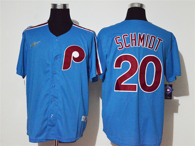 Philadelphia Phillies 20 Mike Schmidt Light Blue 2020 Cooperstown Collection Cool Base Jersey 