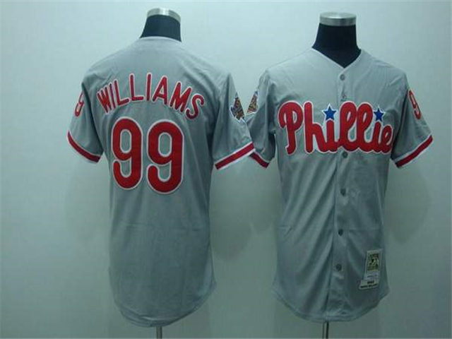 Philadelphia Phillies #99 Mitch Williams Throwback Gray Jersey - Click Image to Close