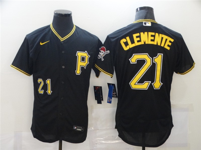 Pittsburgh Pirates #21 Roberto Clemente Black Flex Base Jersey - Click Image to Close