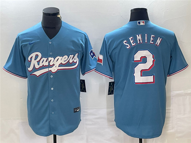 Texas Rangers #2 Marcus Semien Light Blue Cool Base Jersey - Click Image to Close