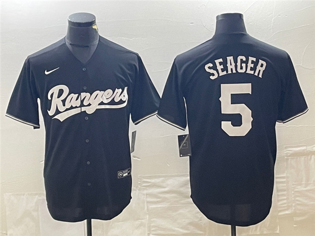 Texas Rangers #5 Corey Seager Black Cool Base Jersey - Click Image to Close