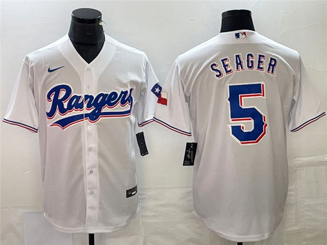 Texas Rangers #5 Corey Seager White Cool Base Jersey - Click Image to Close