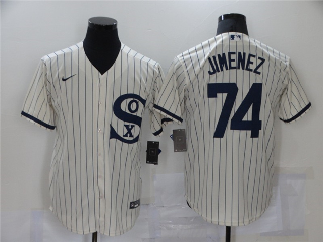Chicago White with name Sox #74 Eloy Jimenez White with name 2021 Field of Dreams Cool Base Jersey - Click Image to Close