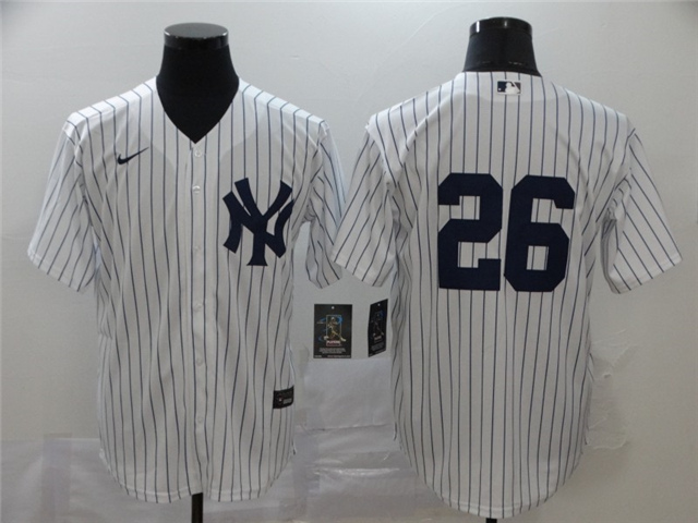 New York Yankees #26 DJ LeMahieu White Without Name Cool Base Jersey - Click Image to Close