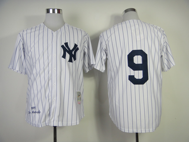 New York Yankees #9 Roger Maris 1961 Throwback White Pinstripe Jersey - Click Image to Close