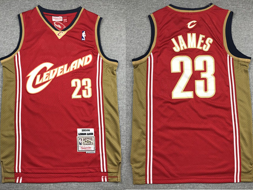 Cleveland Cavaliers #23 LeBron James 2003-04 Red Hardwood Classics Jersey - Click Image to Close