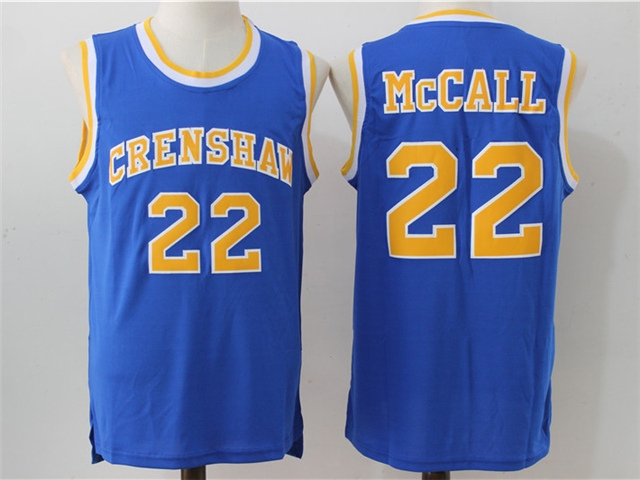 Love & Basketball Crenshaw High School #22 Quincy McCall Blue Movie Basketball Jersey - Click Image to Close